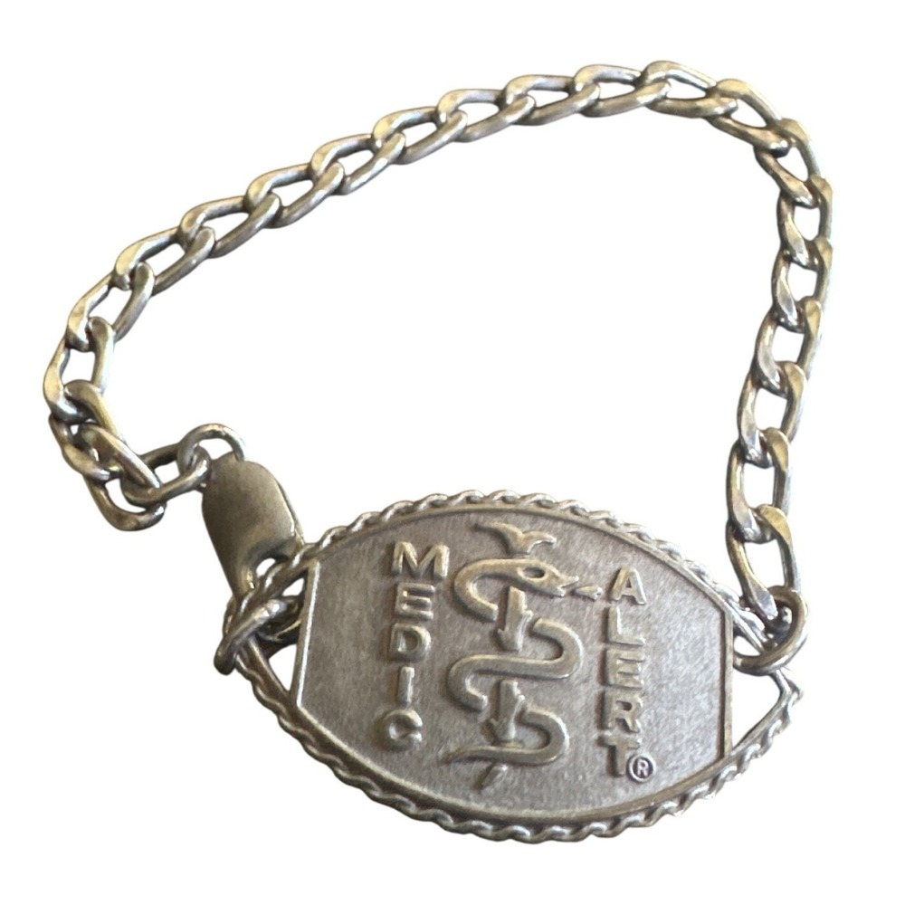 Medic Alert ID Bracelet Silver Chain DVT Deep‎ Vein Thrombosis Anticoagulant